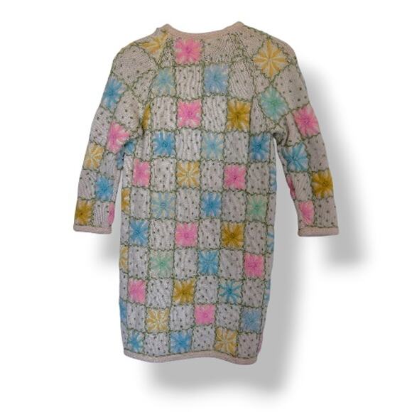 Rare Vtg Lilly of California Hand Knit Granny Square Open-Front Cardigan XS/S - Picture 2 of 10